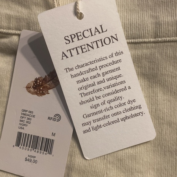 High Rise Corduroy Pleated Juniors Mini Skirt with Frayed Hem, Size M, Ivory NWT - Picture 8 of 10